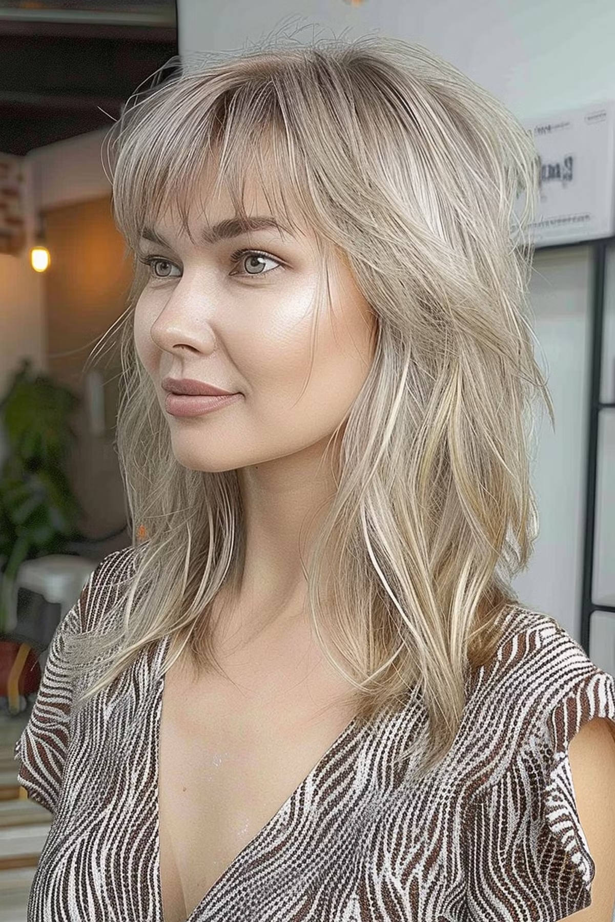 bleach blonde wolf cut
