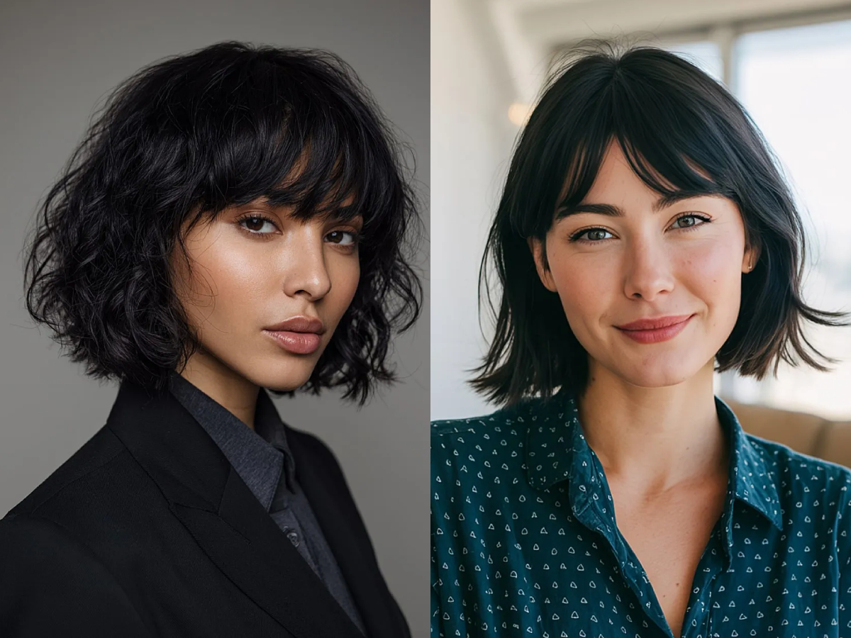 Chic short black hair with bangs hairstyles