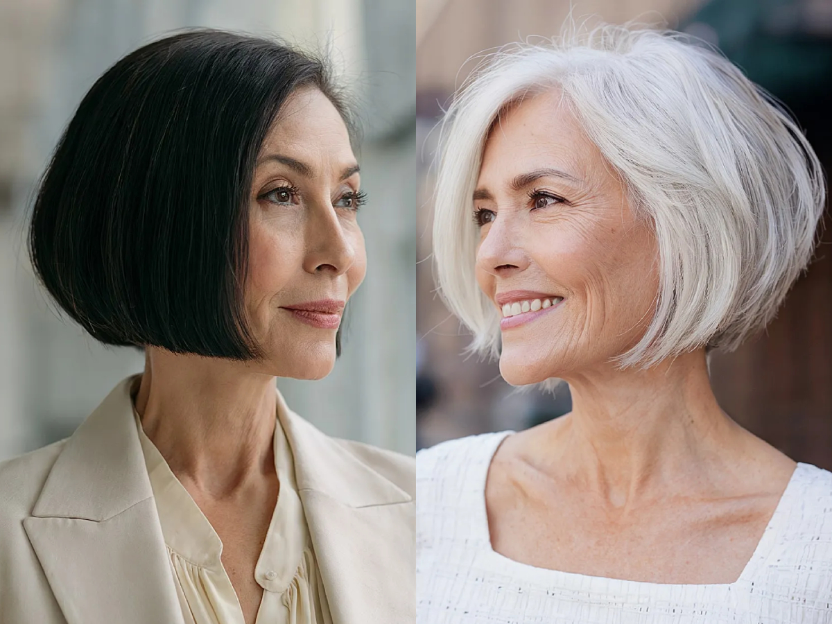 Chic stacked inverted bob haircuts for women over 60