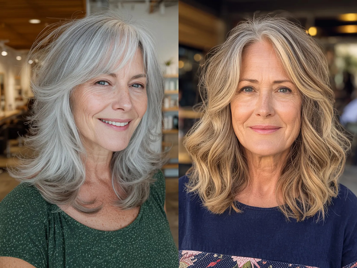 Fantastic medium length hair with layers for women in their 60s
