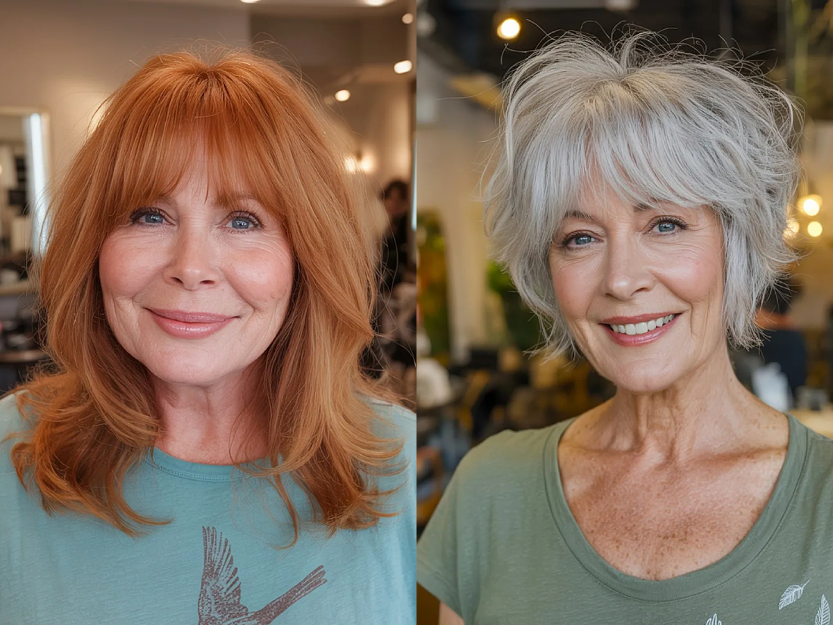 Fun and sassy layered hair with bangs hairstyles for women over 60