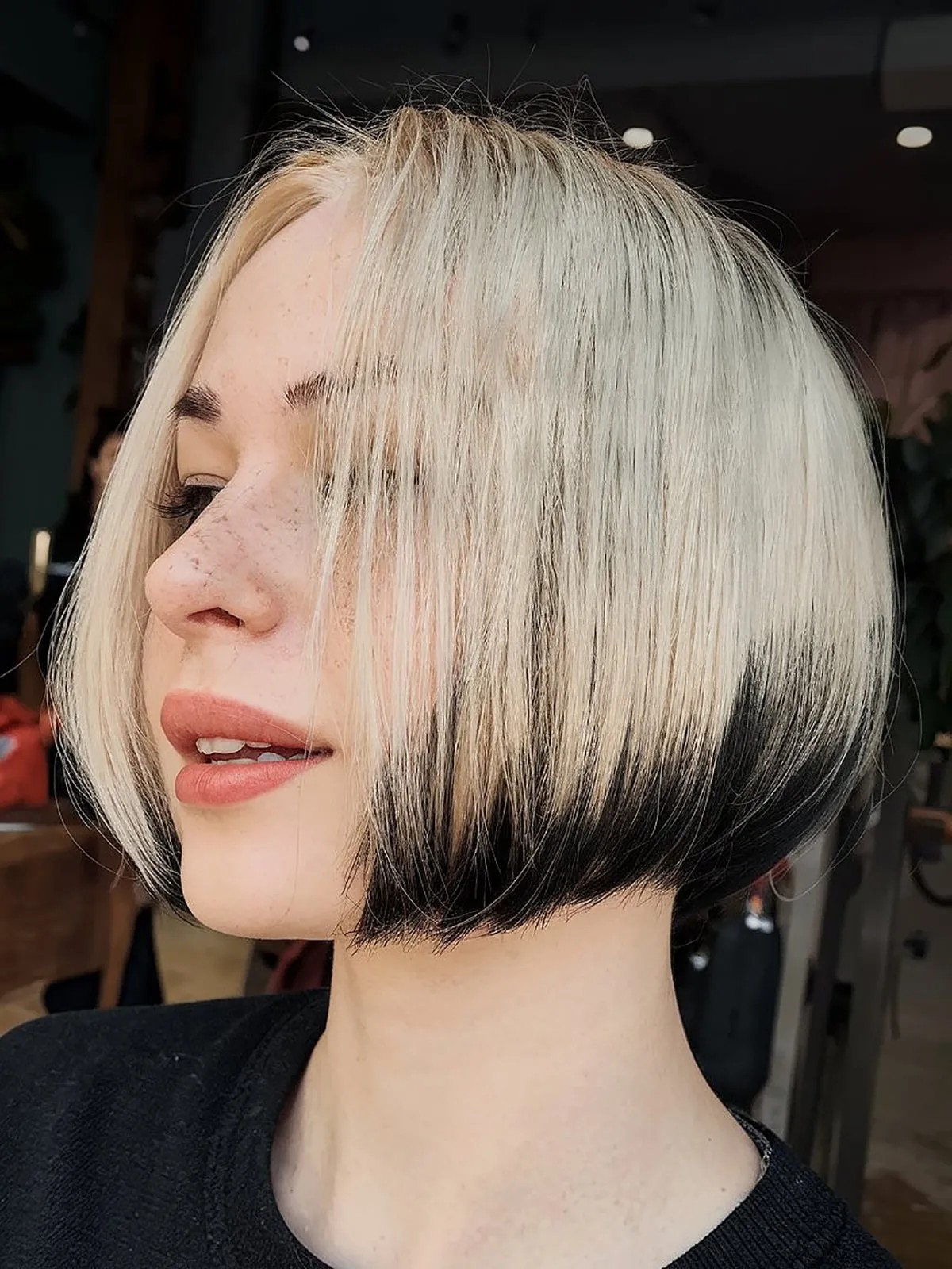 funky inverted bob style