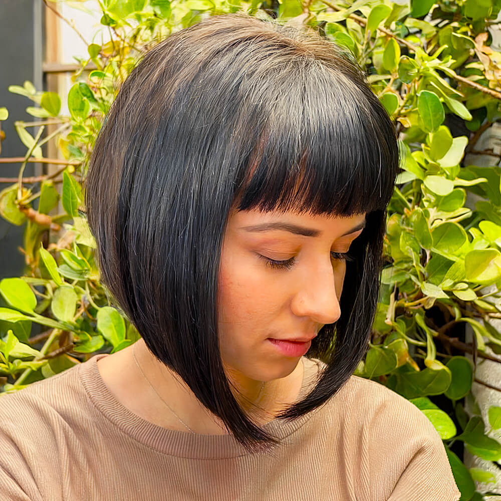 Futuristic A-Line Bob with Bangs