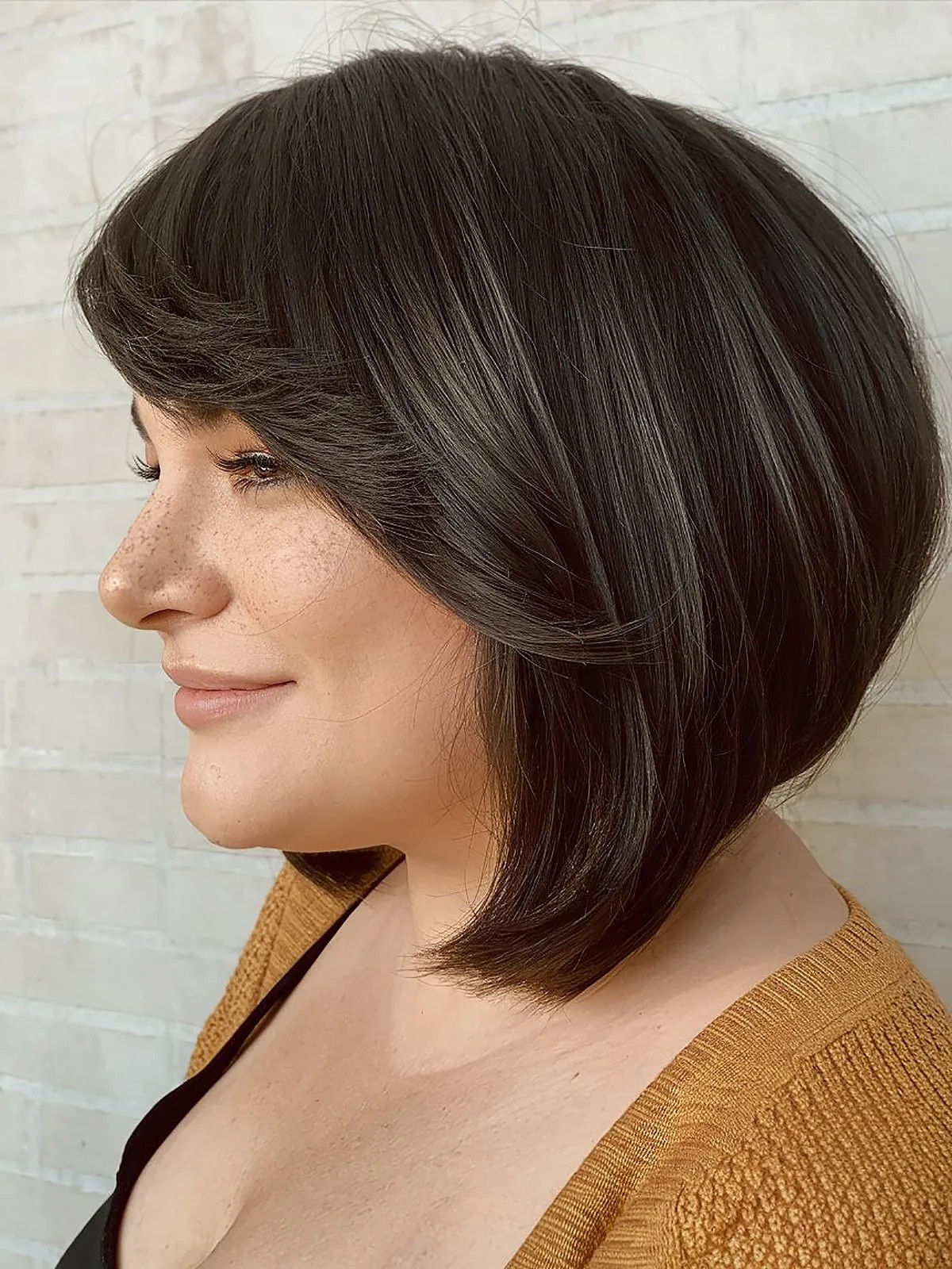 inverted bob with side swept bangs