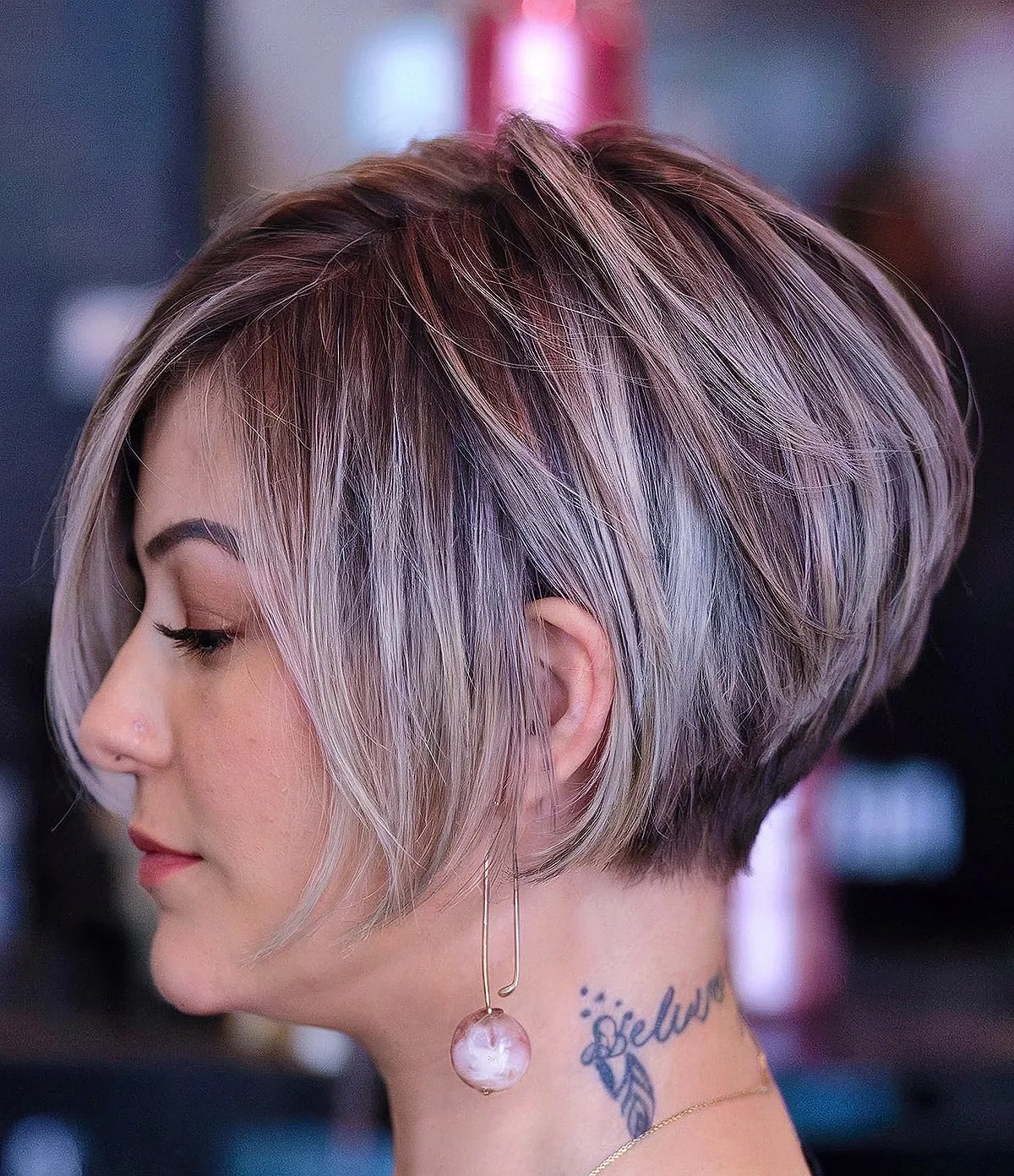 Modern Stacked Bob with a Side Part