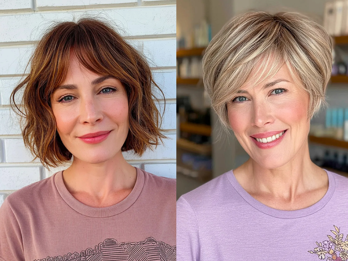 On trend short hair with bangs hairstyles for women over 40