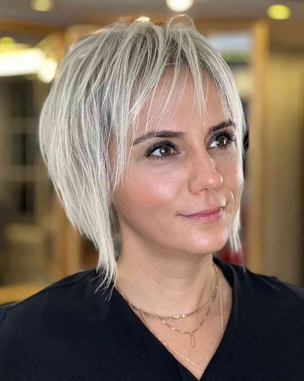 Platinum Long Shaggy Pixie Bob with Wispy Fringe