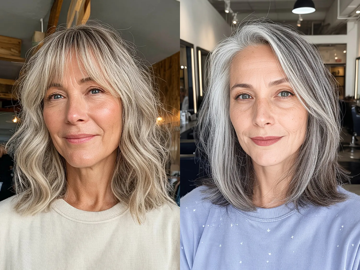 Popular shoulder length hair ideas for ladies with grey hair