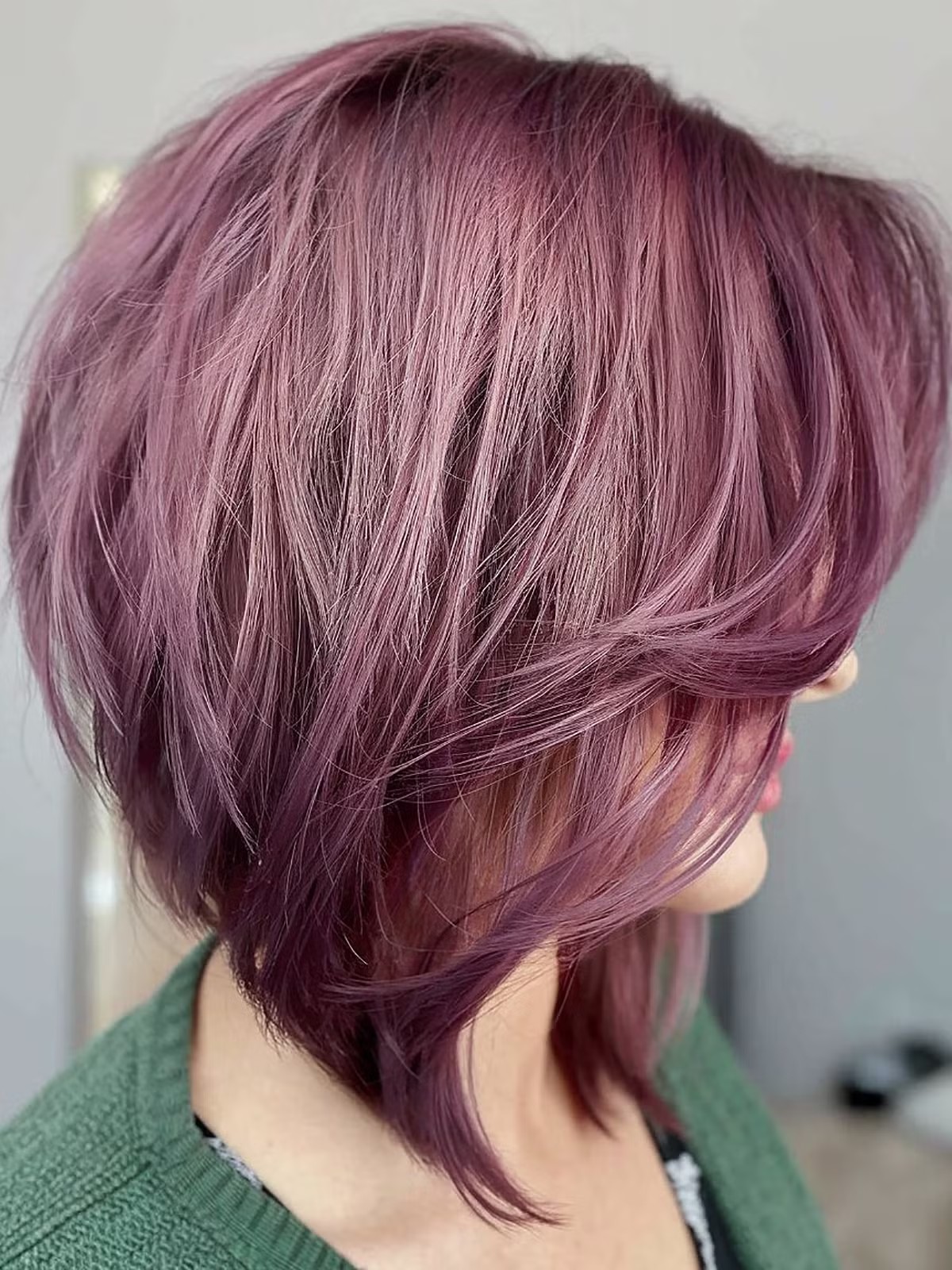 Reddish Purple Inverted Bob Cut