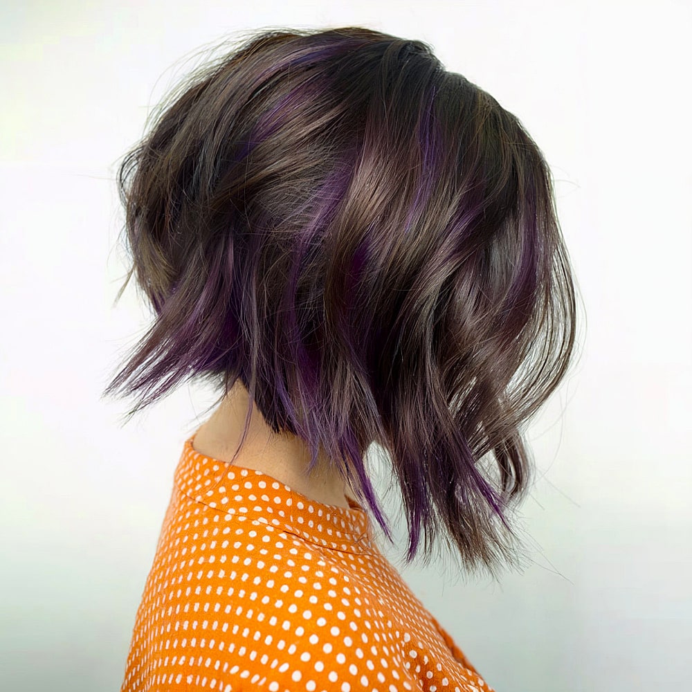 sassy purple a-line bob for thin hair