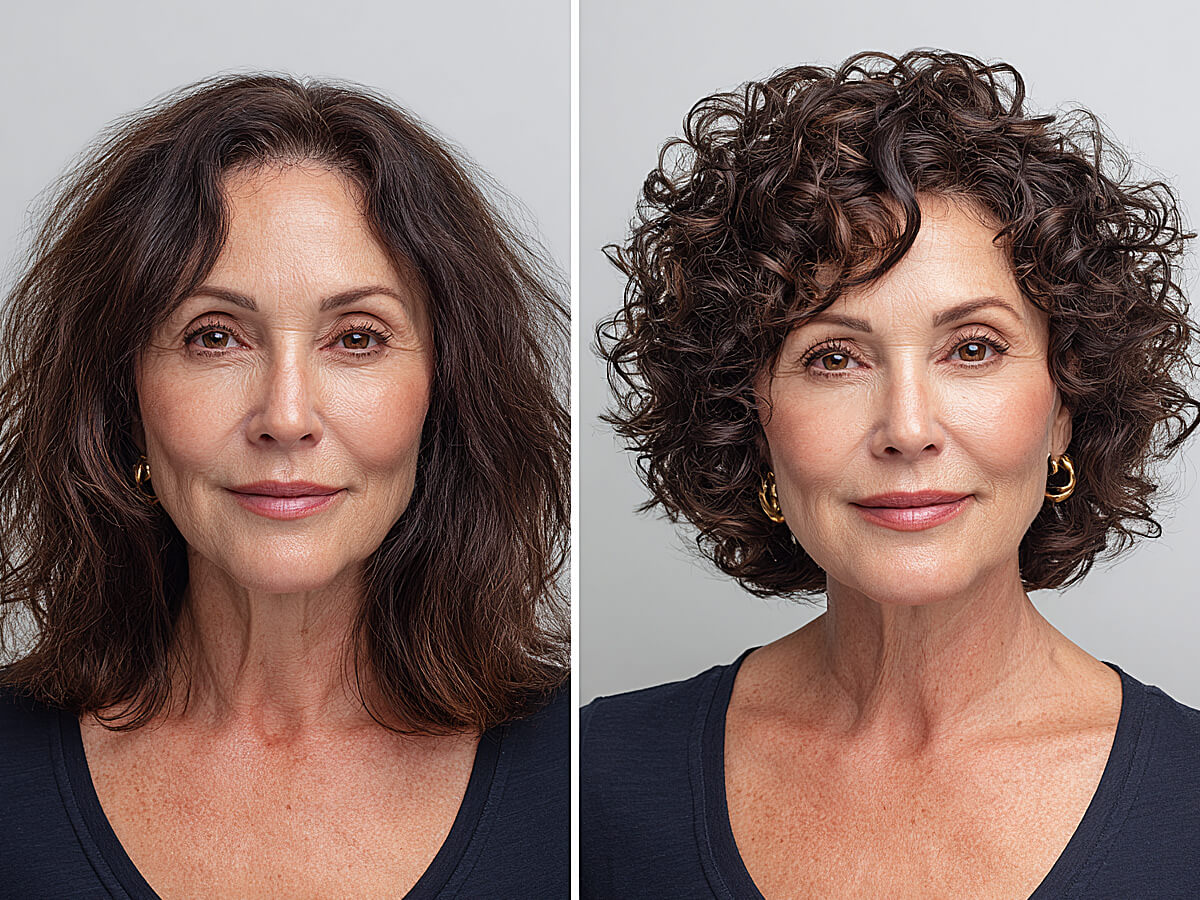 Lovely short curly hairstyles for women over 50