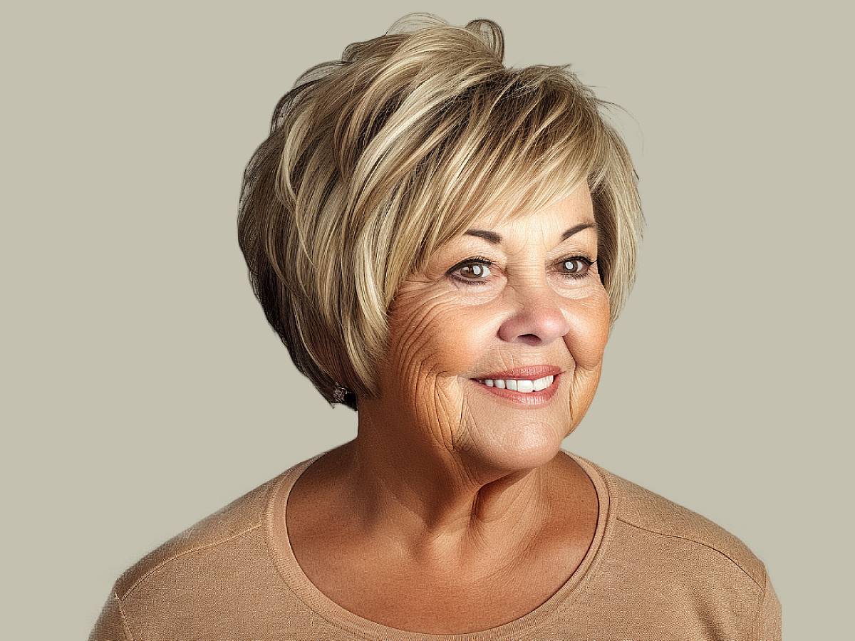 Short haircuts for women over 60 with round faces