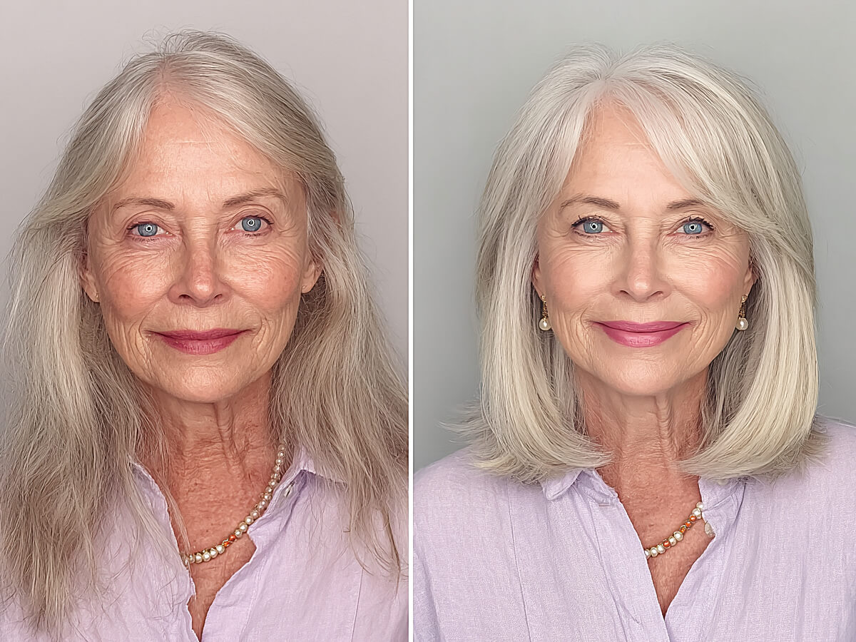 Stylish shoulder length hairstyles for women over 70