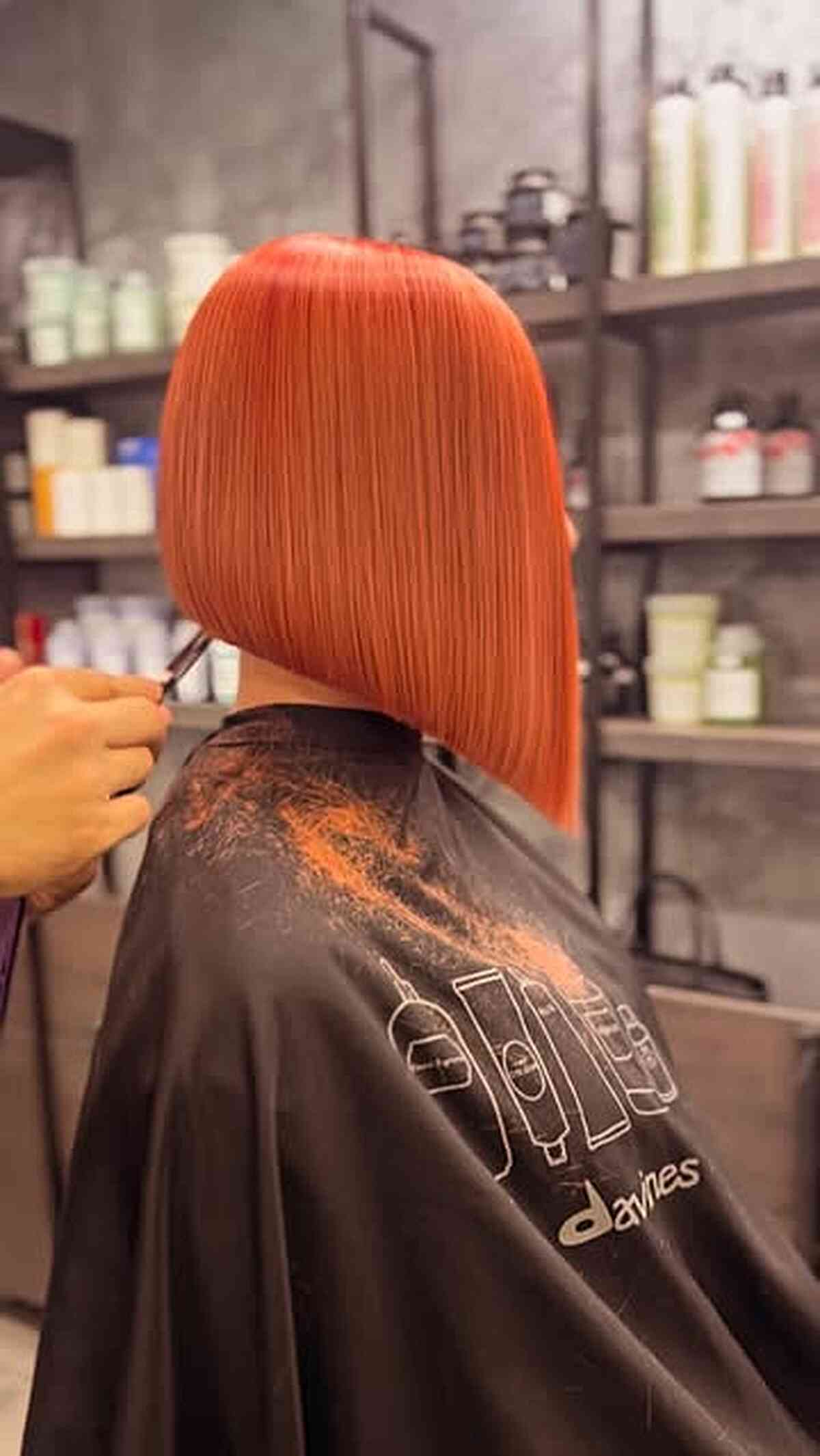 Sleek Copper Angled Bob