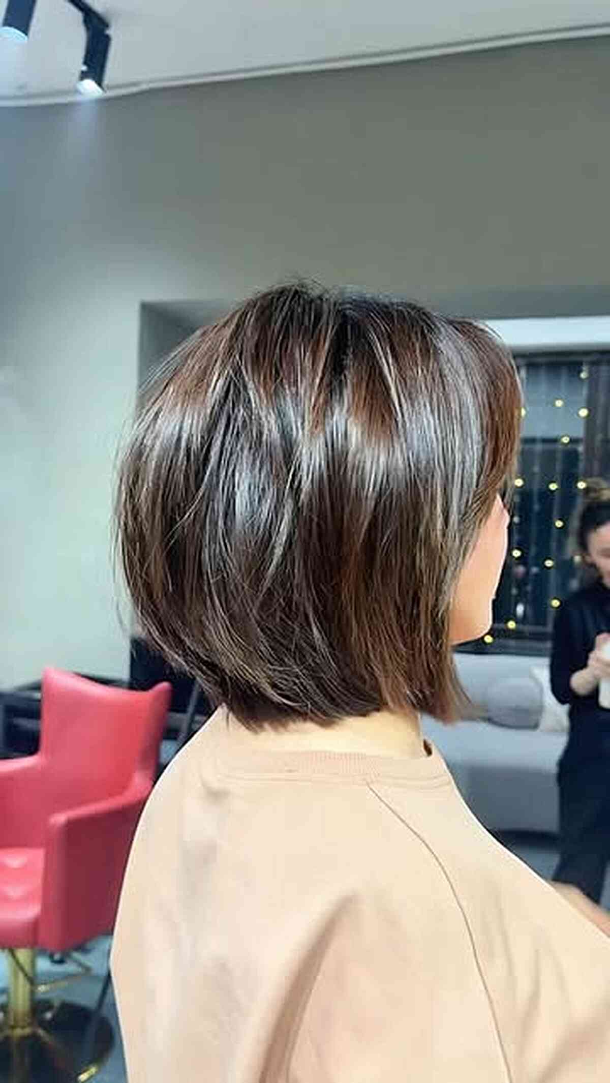 Sleek Stacked Bob with Subtle Highlights