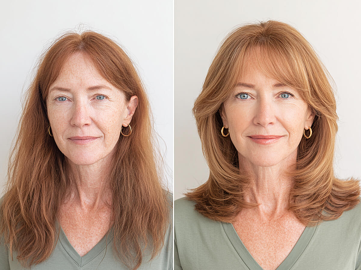 Face-framing layers for women over 50