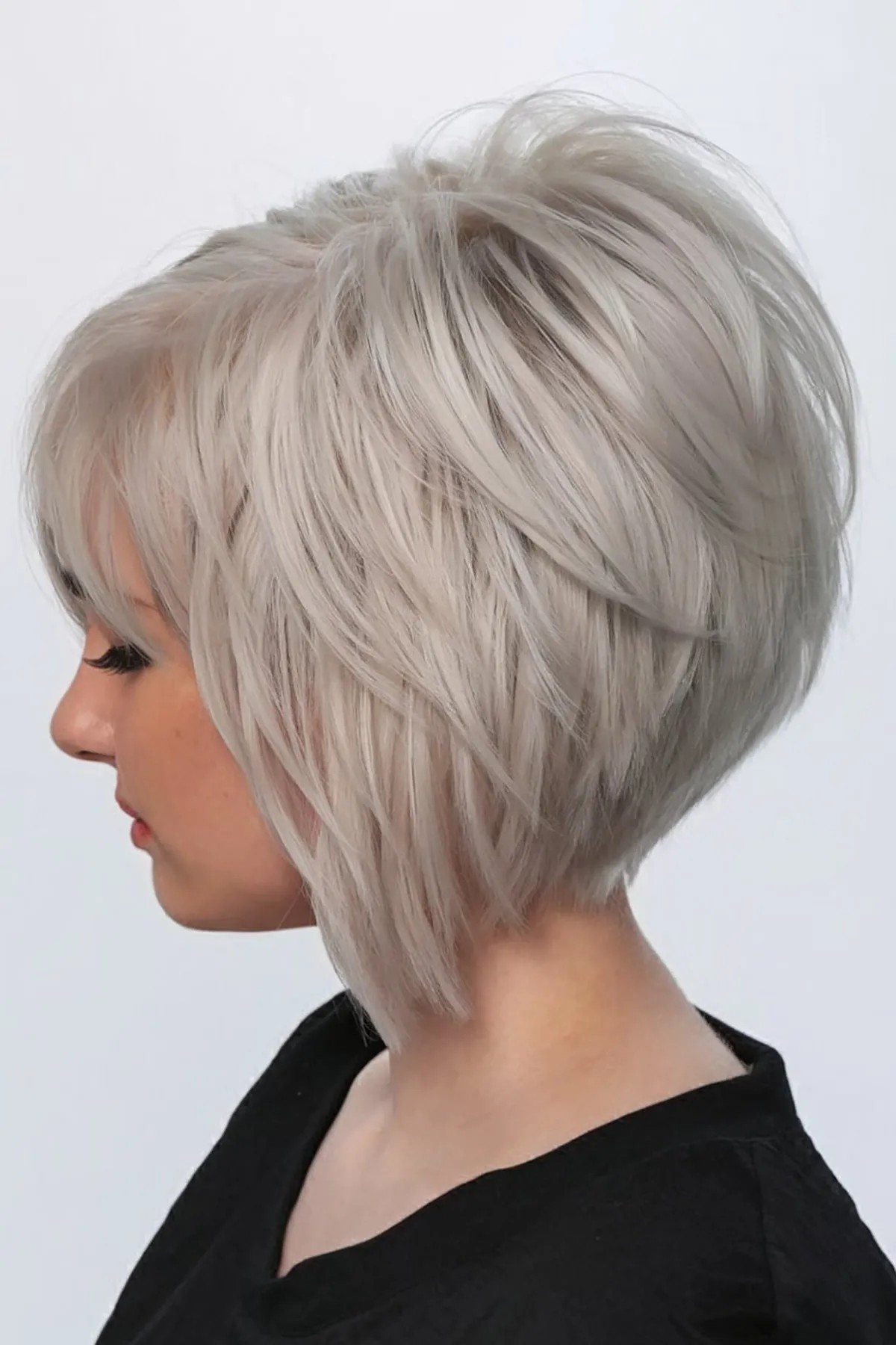 Stacked inverted bob with layers