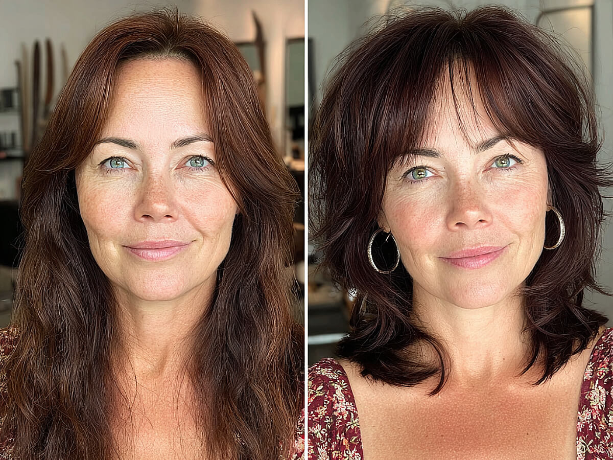 Stunning shoulder-length hair for older women