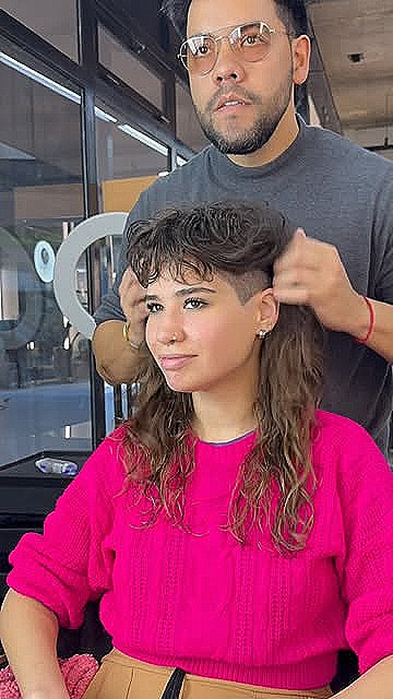 Textured Curly Undercut Mullet for Women