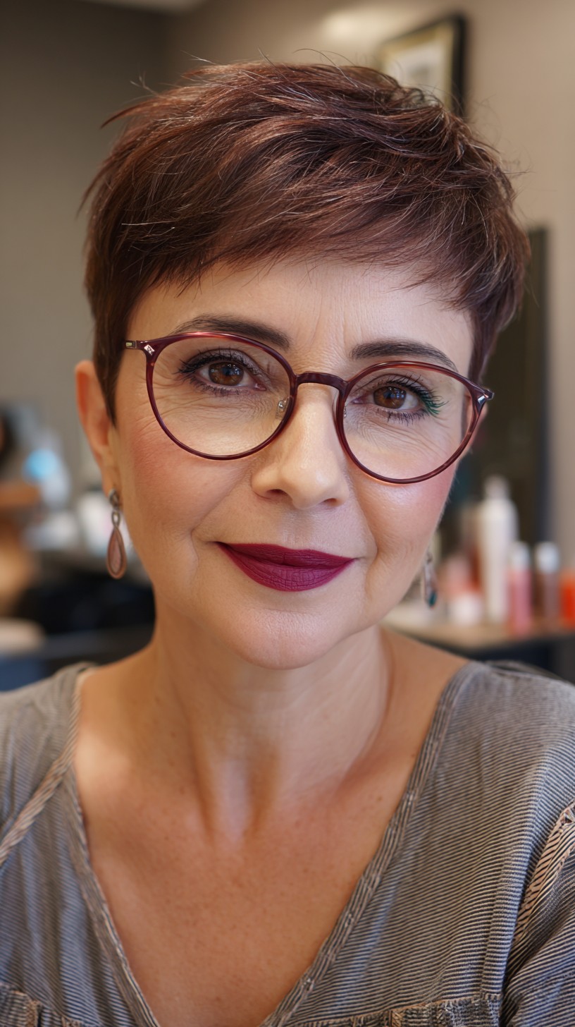 textured pixie cut with deep side part