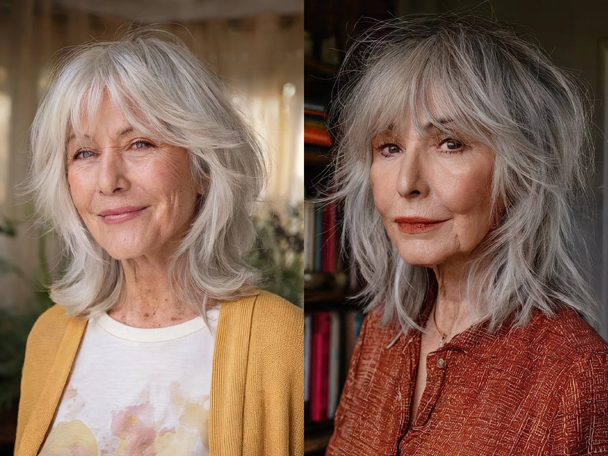 Youthful medium shag styles for women over 70